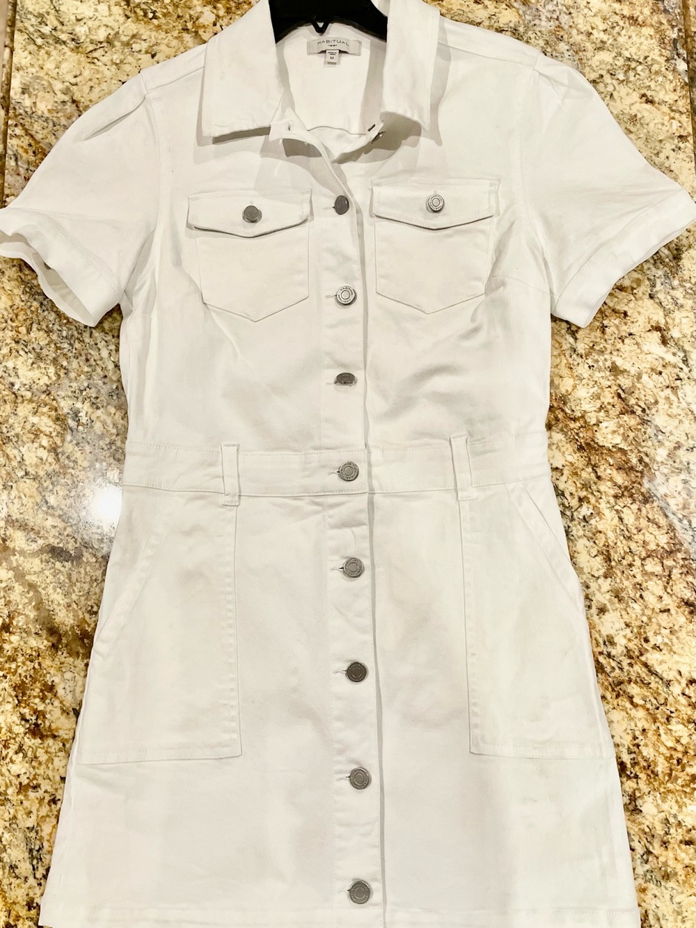 Habitual White Denim Dress Button Front Casual Chic Size Medium - Picture 3 of 9